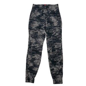 Spanx Stretch Twill Cargo Jogger Pant S Blackwash Camo Pull-On Ankle Zips
